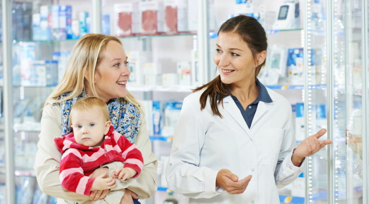 Pharmacist mother and child photo